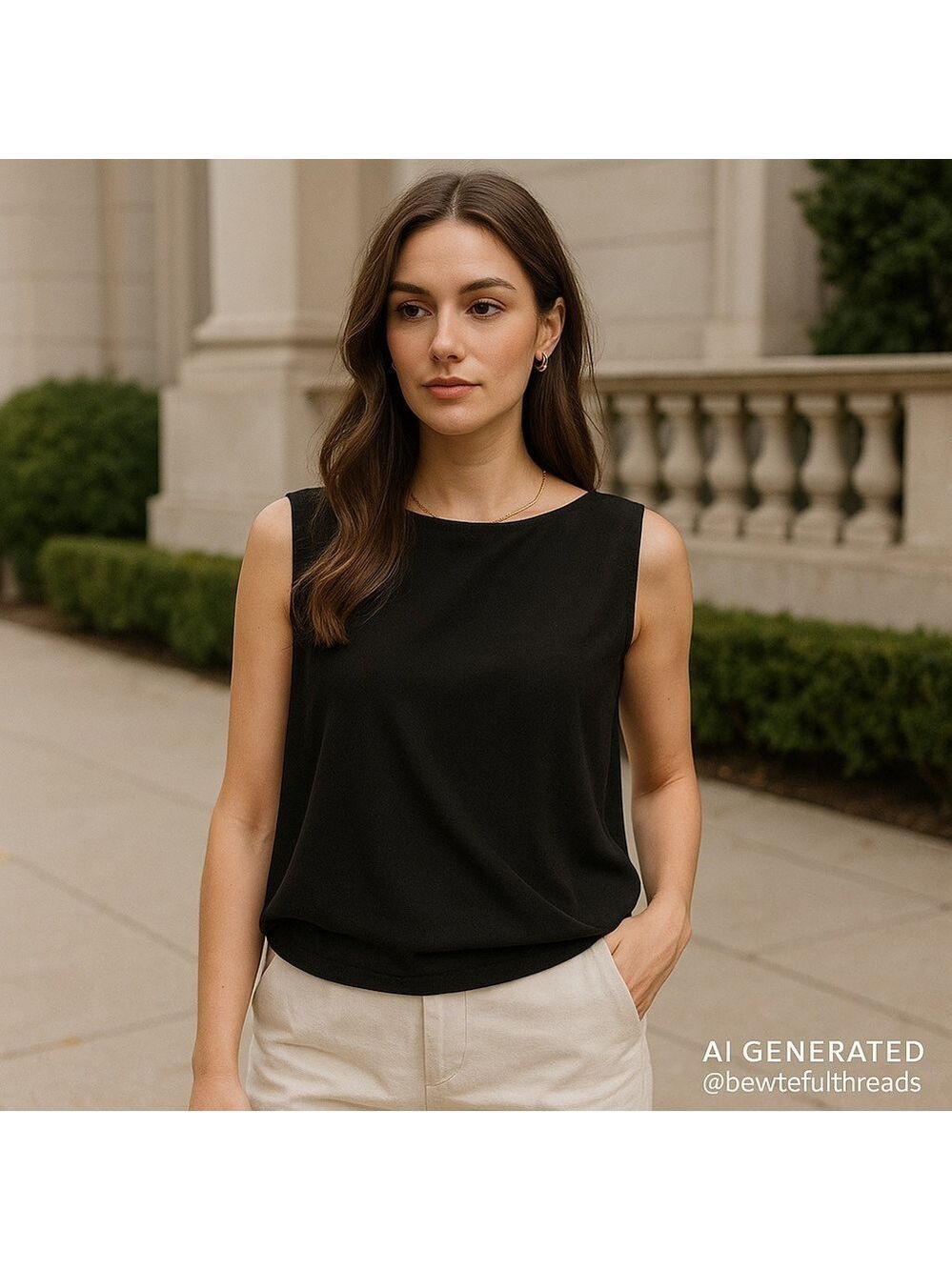 OAK + FORT Black Clean Minimalist Faux Wrap Tank XS Scandi Chic Capsule Top